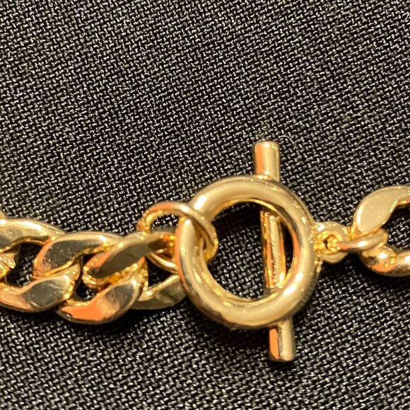 Gold Tone Cuban Chain with Toggle Clasp Charm (16") - Picture 5 of 9